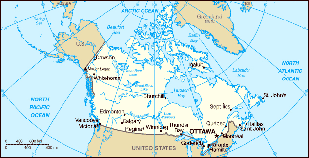 Small map of Canada. Canada small map.