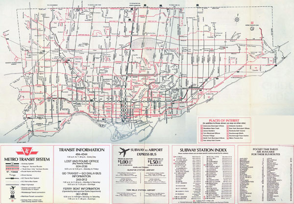 Large detailed map of Toronto city - 1972.