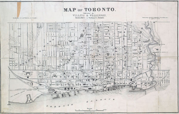 Large detailed old map of Toronto city - 1878.