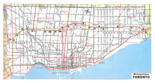 Large detailed road and metropolitan map of Toronto - 1970.