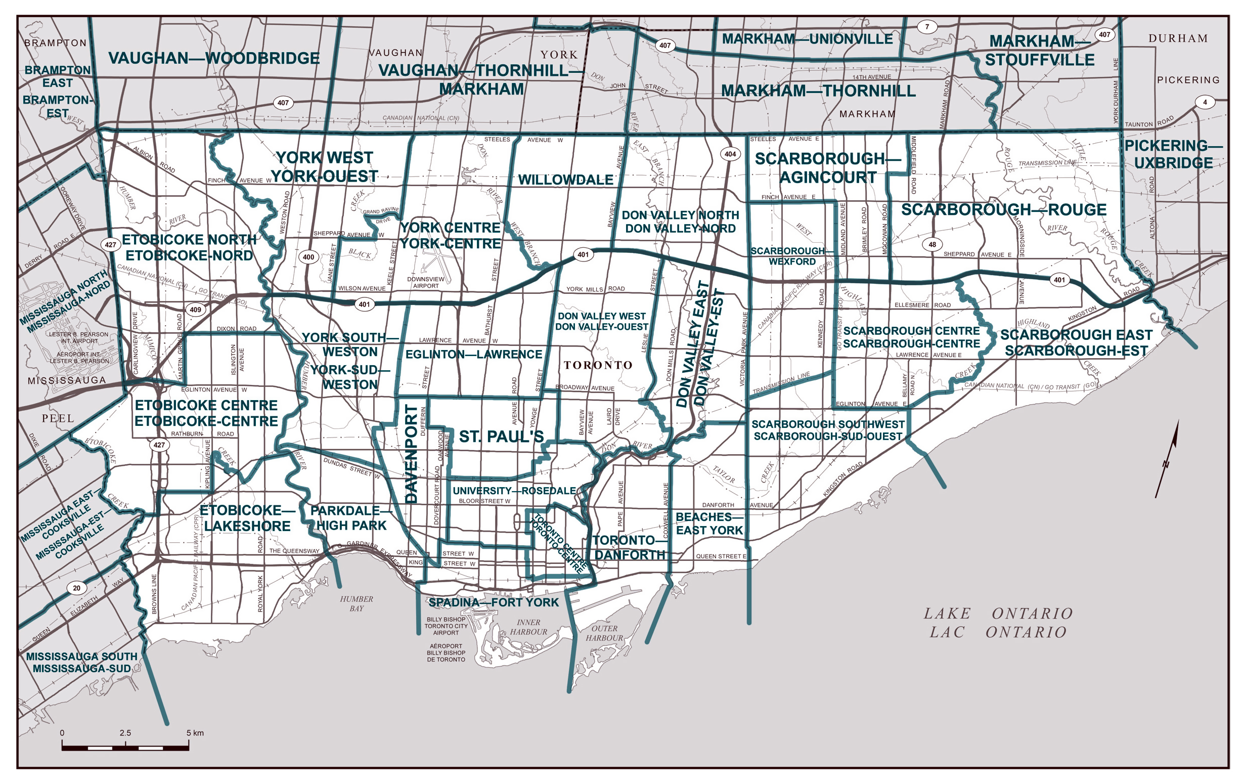 Large detailed road map of Toronto city. Toronto large detailed road