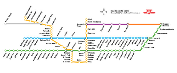 Toronto large detailed subway map. Map of Toronto.