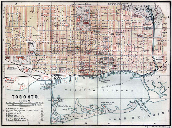 Toronto large old road map - 1894. Old map of Toronto.