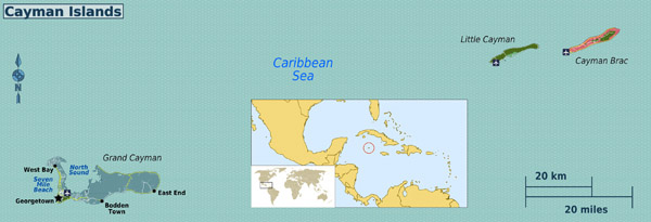 Detailed political map of Cayman Islands. Cayman Islands detailed political map.