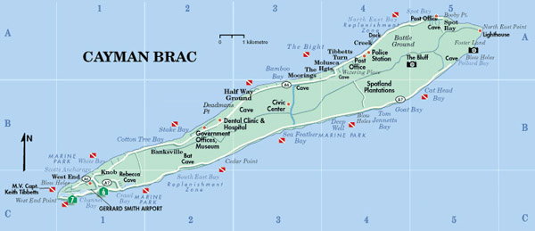 Detailed road map of Cayman Brac. Cayman Brac detailed road map.