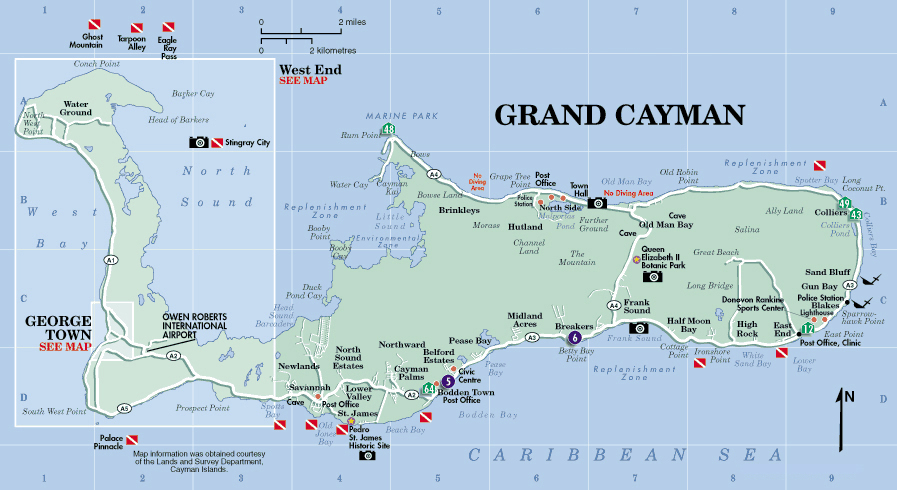 Large Detailed Road Map Of Grand Cayman Island Grand Cayman Island 