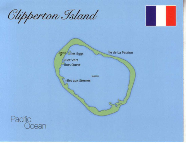 Large detailed map of Clipperton Island.