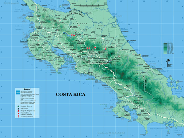 Large detailed road and physical map of Costa Rica. Costa Rica large detailed road and physical map. Large detailed road and physical map of Costa Rica.