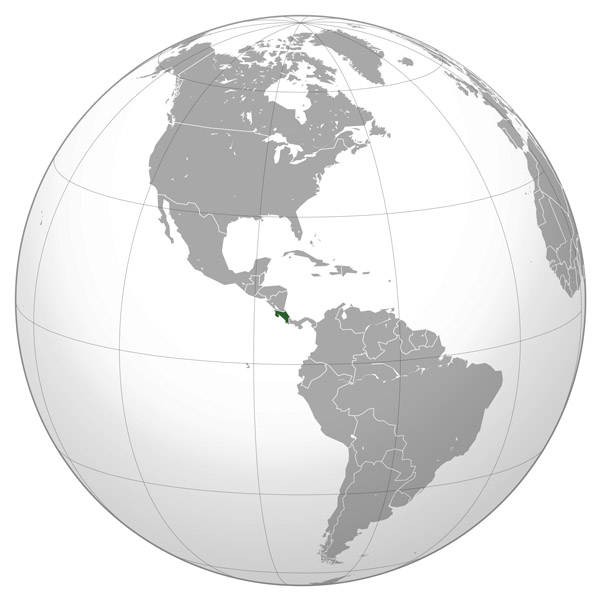 Where is located Costa Rica on the map? Large location map of Costa Rica.