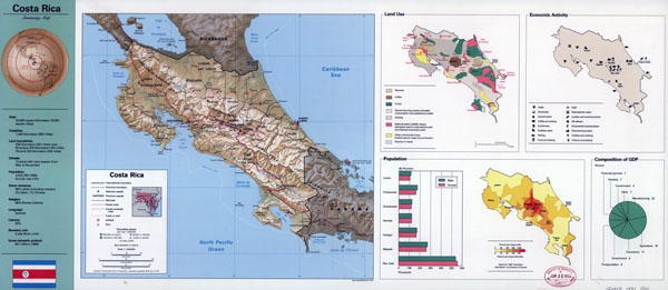Large summary map of Costa Rica - 1991. Costa Rica large summary map - 1991.