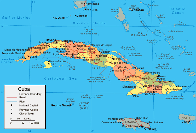 Detailed administrative map of Cuba. Cuba detailed administrative map 