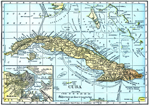 Large detailed old map of Cuba. Cuba large detailed old map.