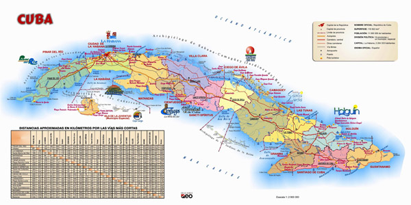 Large detailed tourist map of Cuba. Cuba large detailed tourist map.