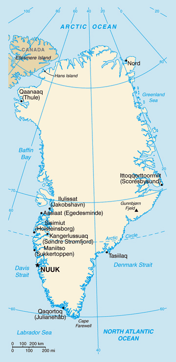 Map of Greenland. Greenland map.