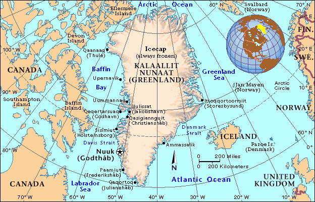 Political map of Greenland. Greenland political map.