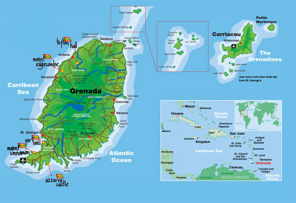 Detailed map of Grenada. Grenada detailed map.