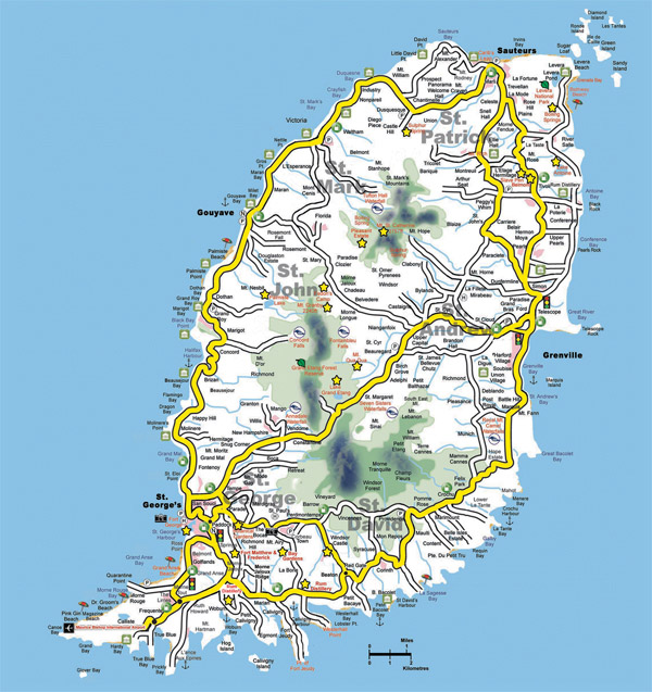 Detailed road map of Grenada. Grenada detailed road map.