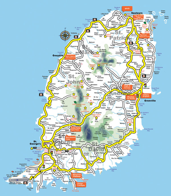 Large detailed tourist map of Grenada. Grenada large detailed tourist map.