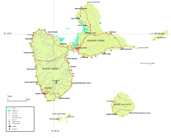 Large detailed map of Guadeloupe. Guadeloupe large detailed map.