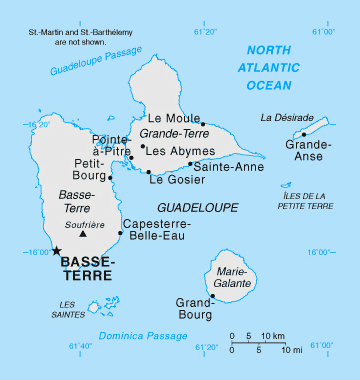 Political map of Guadeloupe. Guadeloupe political map.