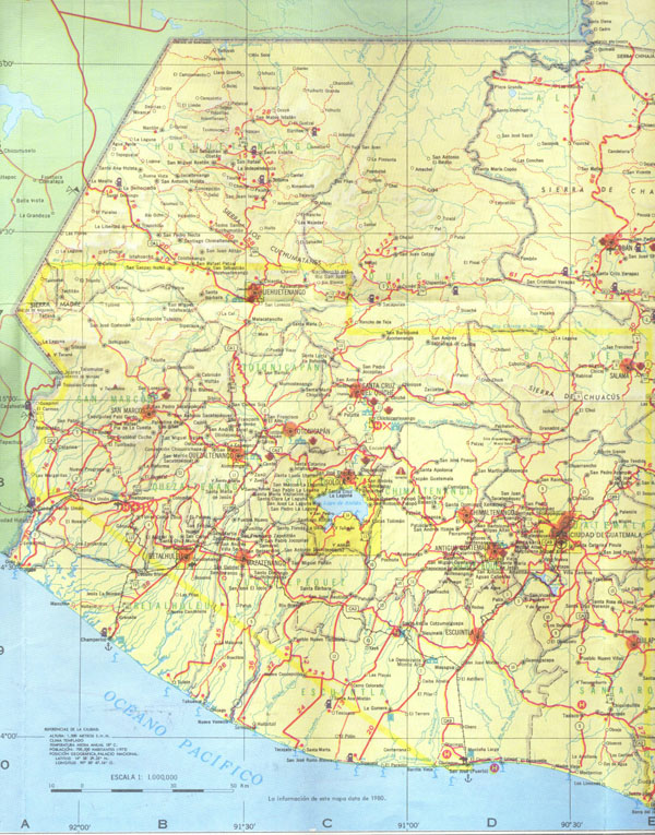 Western Guatemala detailed road map. Detailed road map of Western Guatemala.