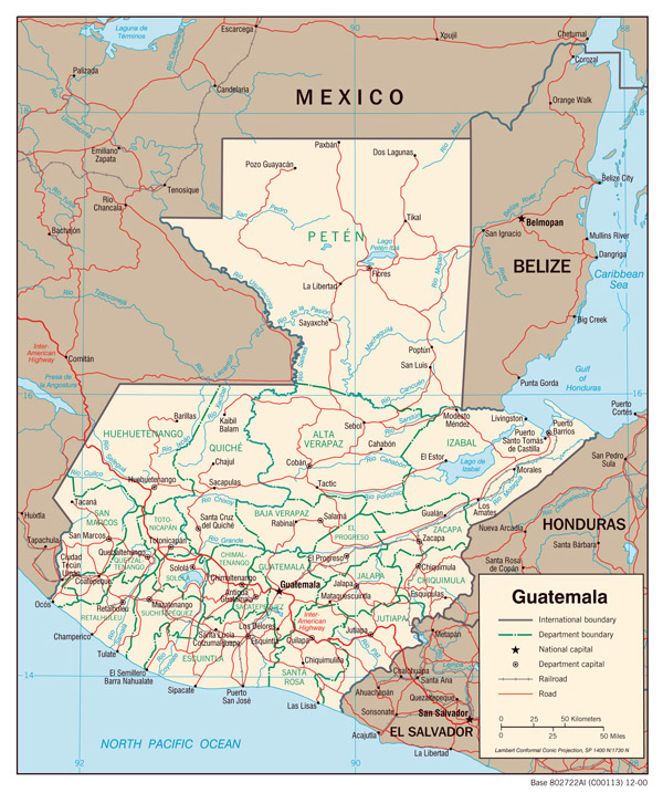 Detailed political map of Guatemala. Guatemala detailed political map.