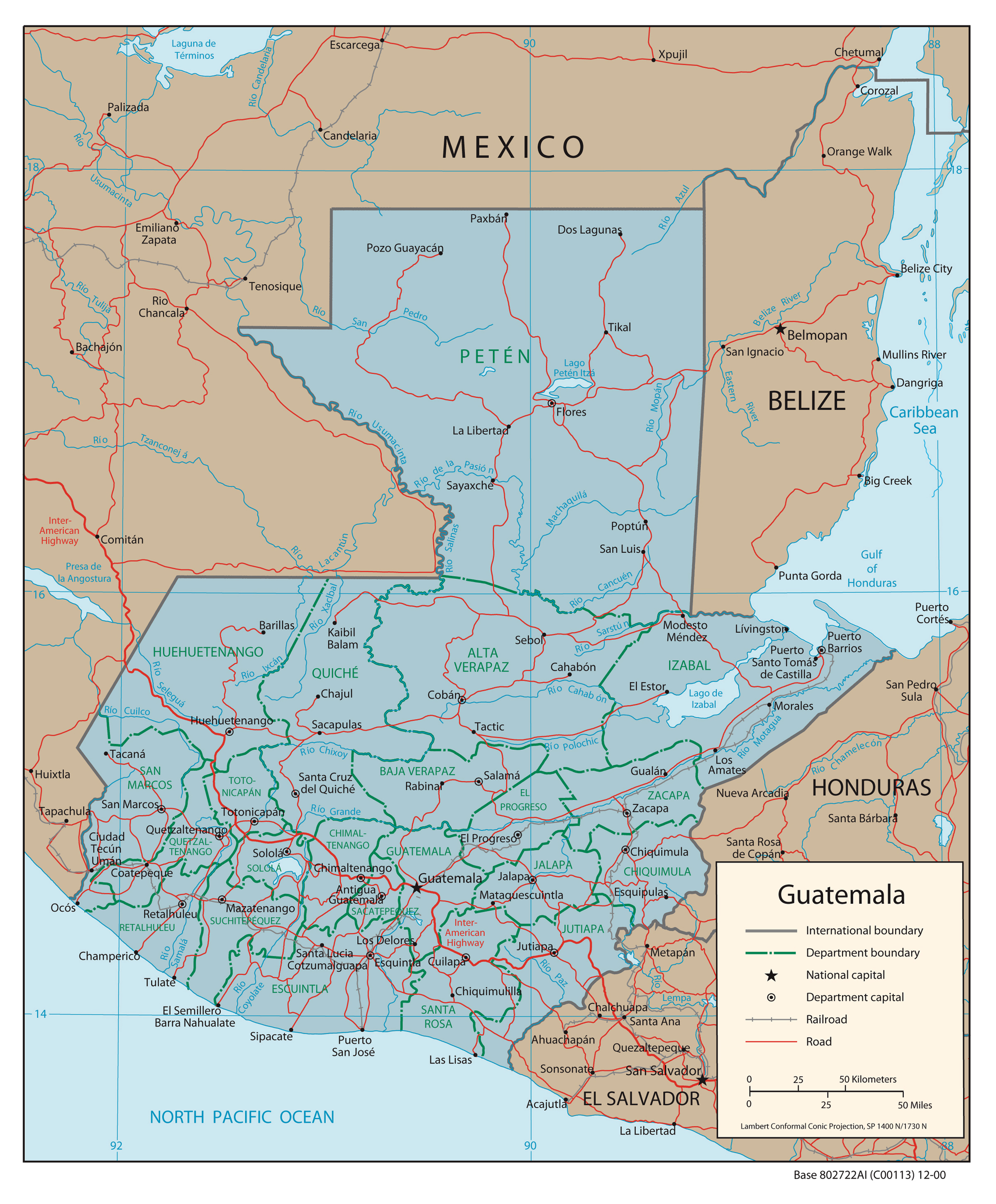 Guatemala Detailed Political Map Detailed Political Map Of