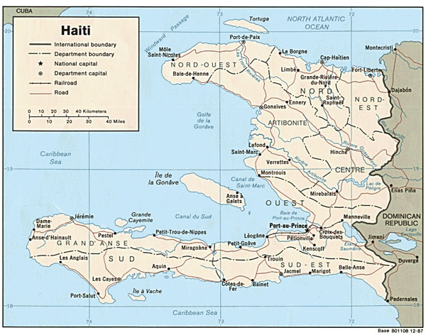 Detailed administrative map of Haiti. Haiti detailed administrative map.