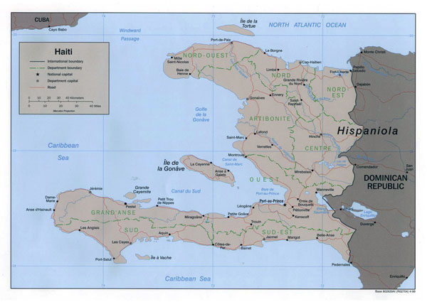 Detailed political map of Haiti. Haiti detailed political map.