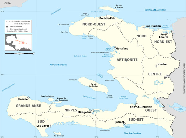 Large detailed administrative map of Haiti. Haiti large detailed administrative map.
