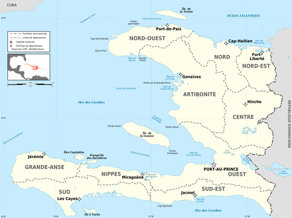 Large detailed administrative map of Haiti. Haiti large detailed administrative map.