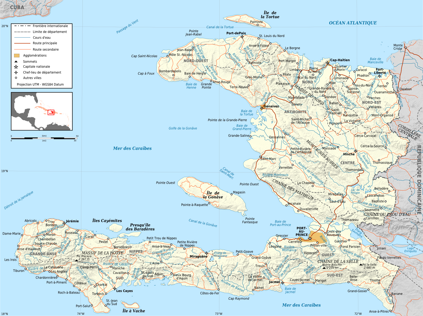 Large Detailed Road And Political Map Of Haiti Haiti Large