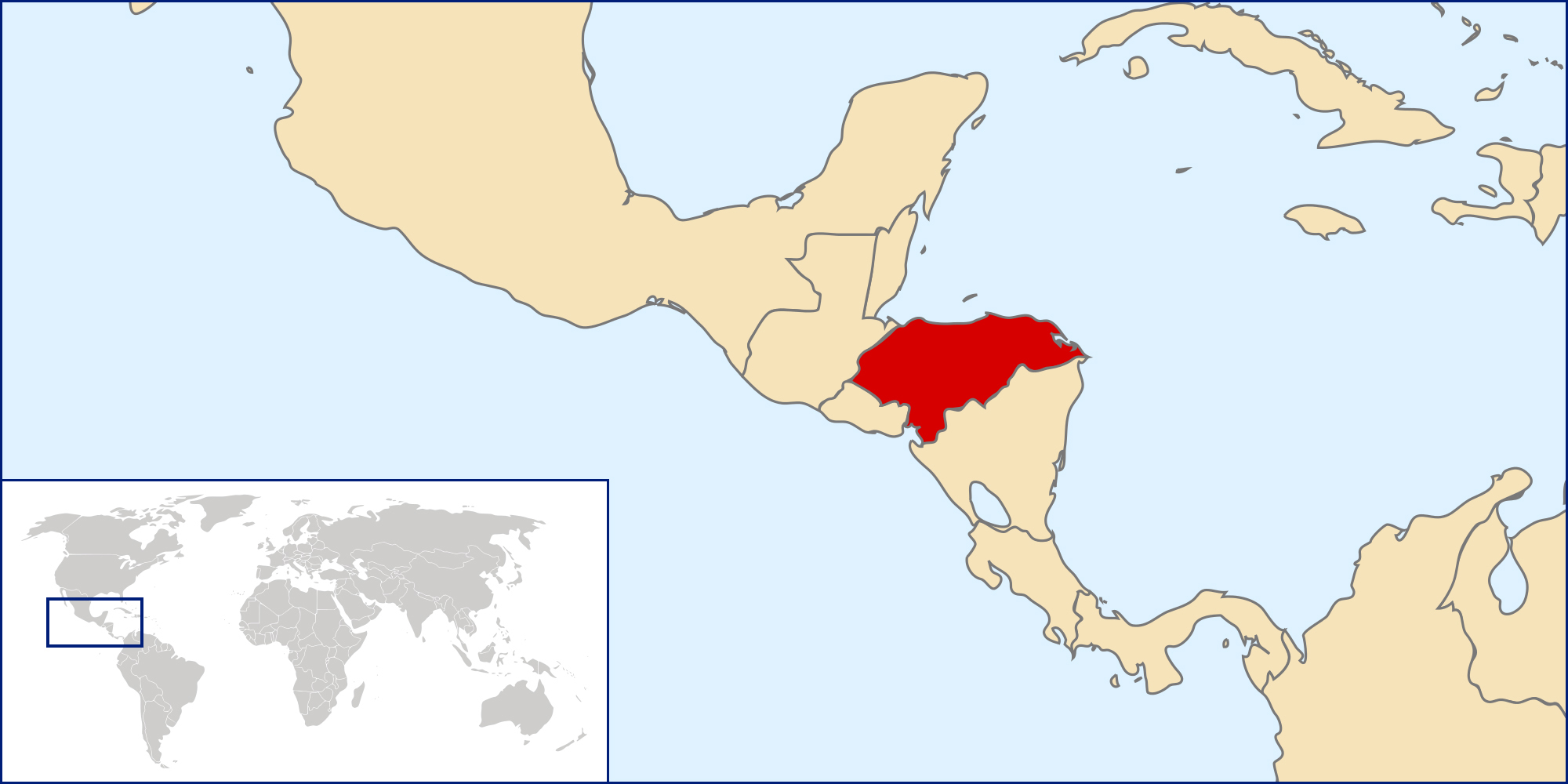 Honduras Location Map 