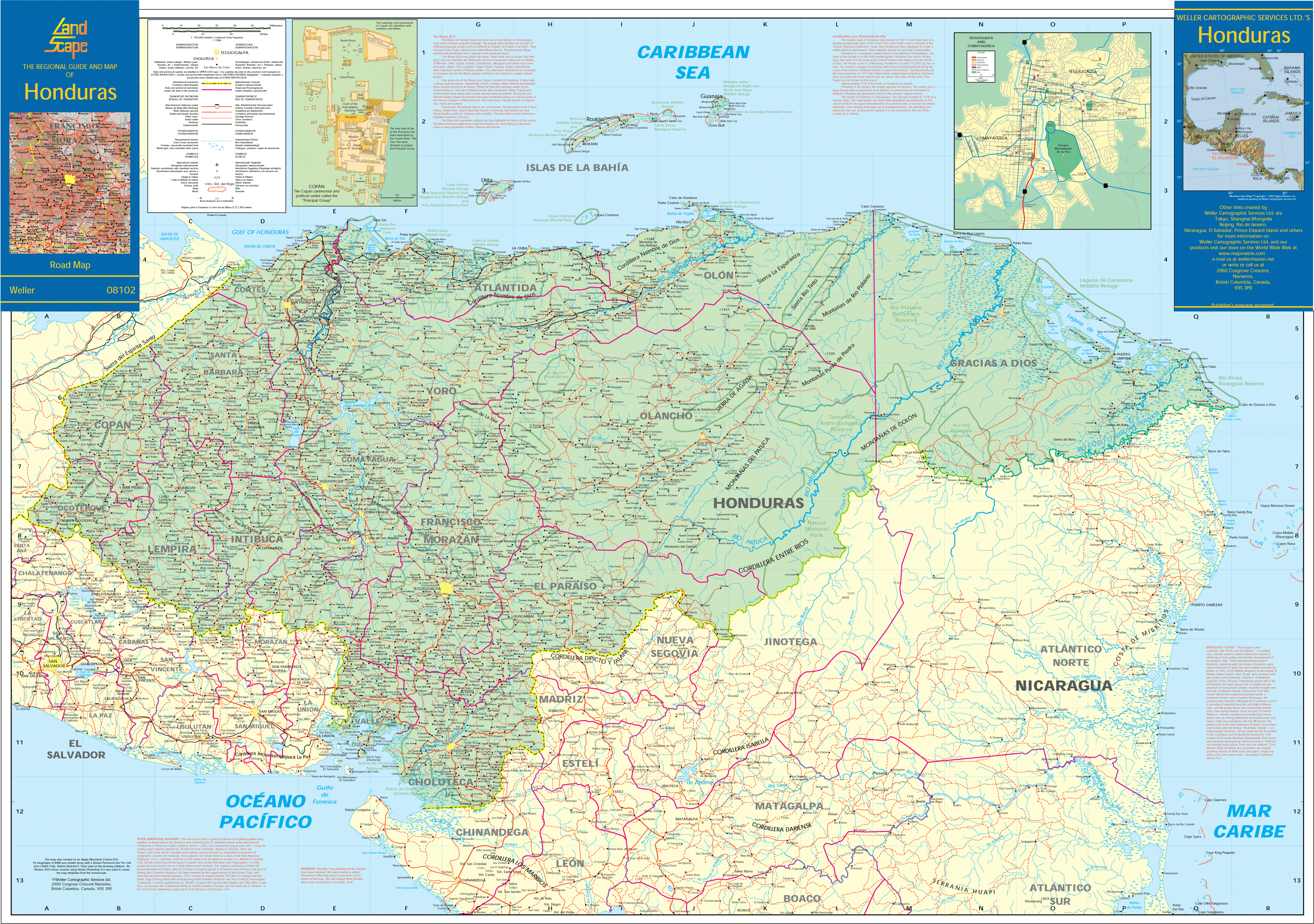 large detailed road map of honduras honduras large detailed road map