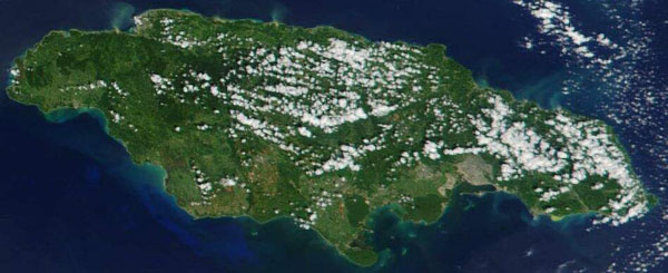 Detailed satellite map of Jamaica. Jamaica detailed satellite map.