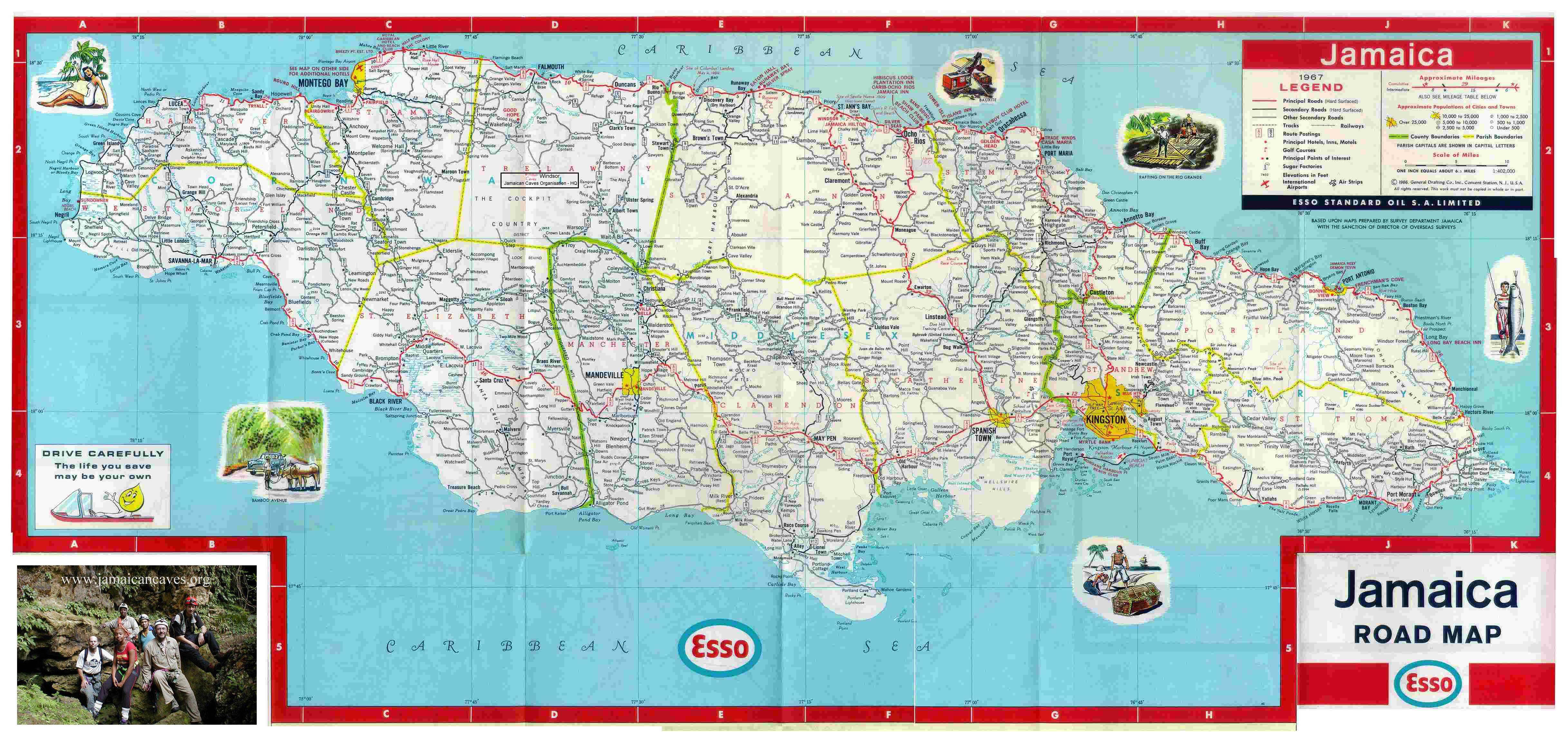 Large detailed road and tourist map of Jamaica. Jamaica large detailed ...