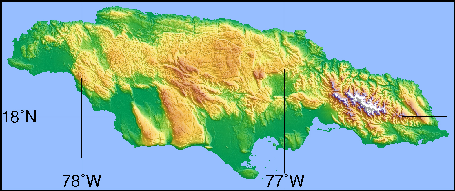 Large Detailed Topographical Map Of Jamaica Jamaica Large