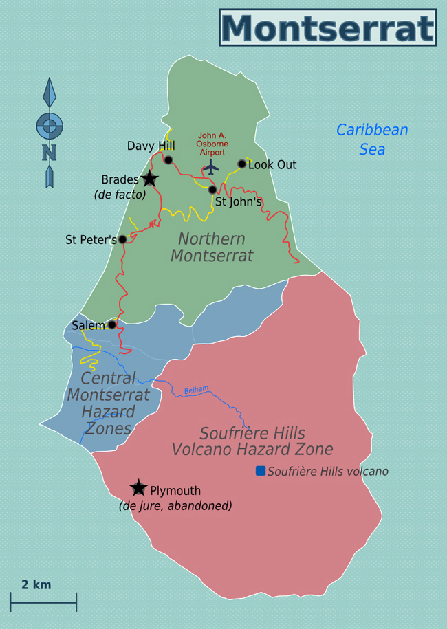 Map of Montserrat Island. Montserrat Island map.