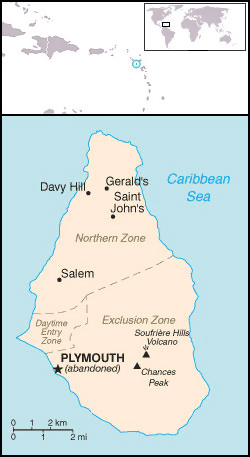 Political map of Montserrat Island. Montserrat Island political map.