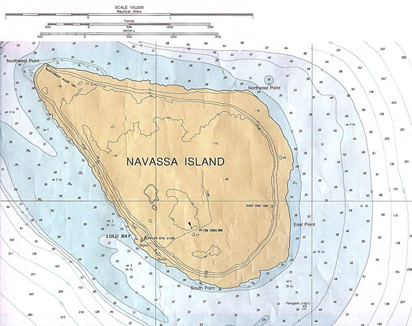 Large detailed topographical map of Navassa Island.