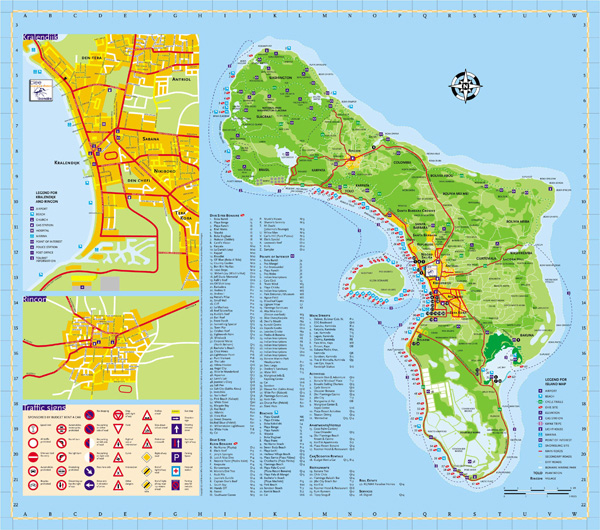 Large detailed road map of Bonaire Island, Netherlands Antilles.