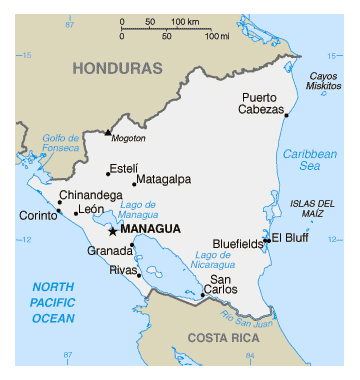 Map of Nicaragua. Nicaragua map.