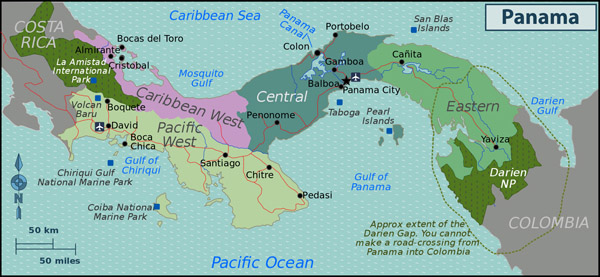 Administrative map of Panama. Panama administrative map.