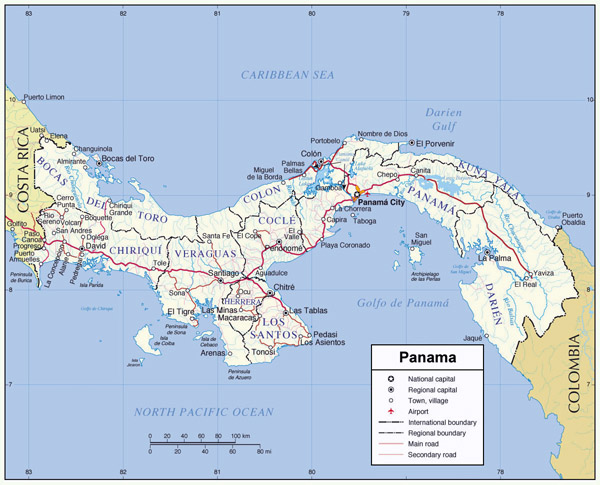 Large detailed administrative map of Panama.