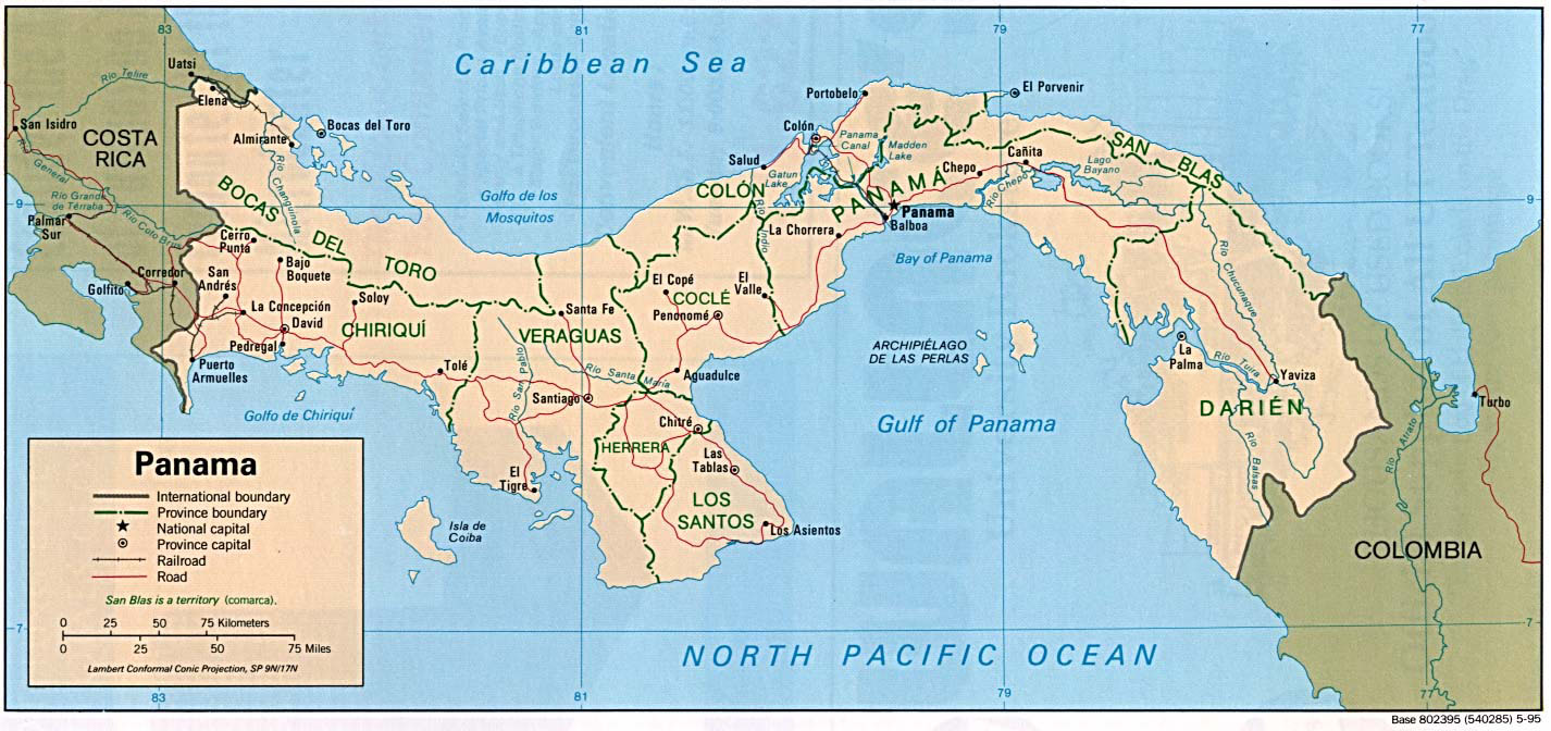 Large detailed political and administrative map of Panama. Panama large