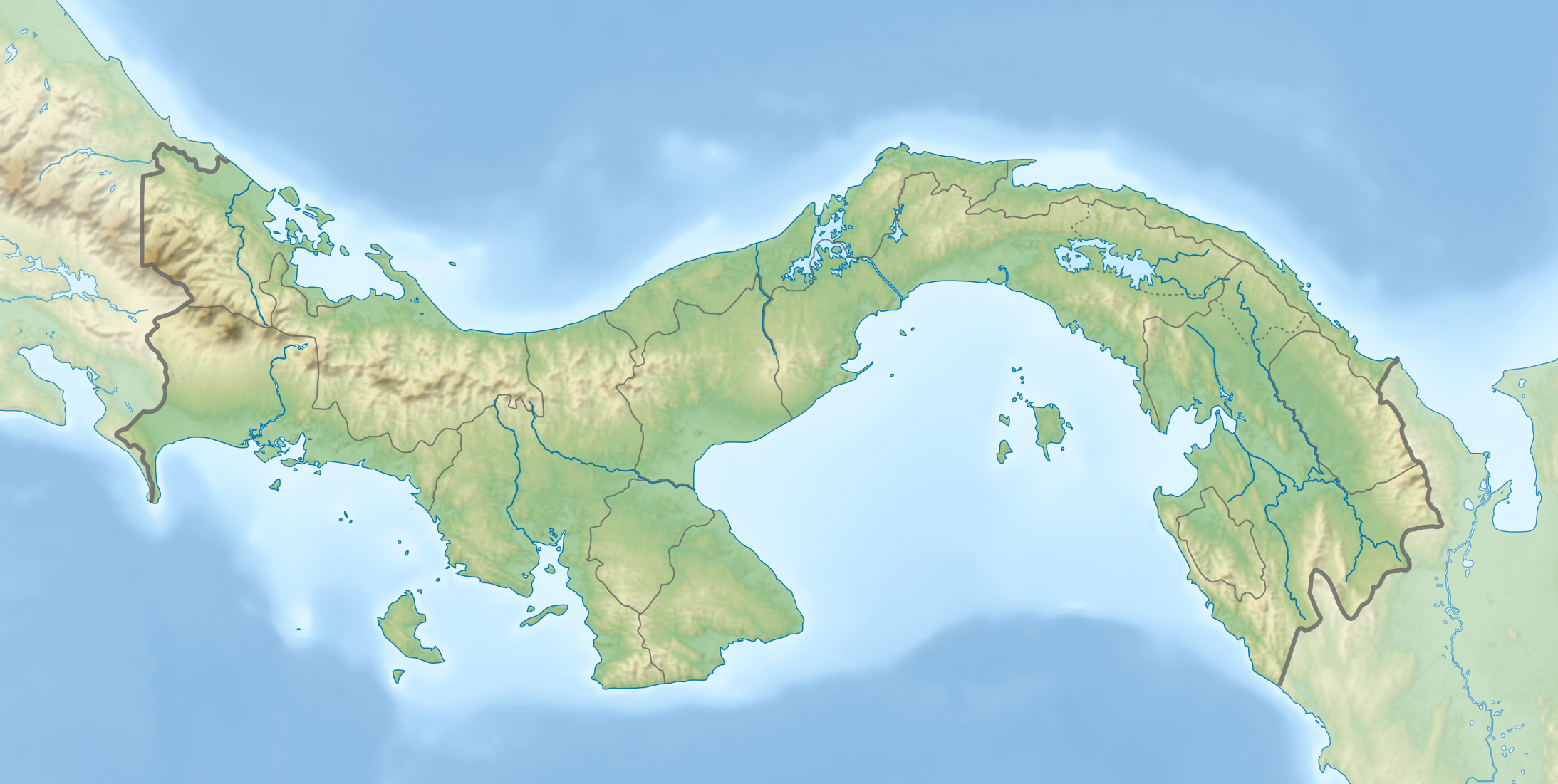 Large detailed relief location map of Panama. Panama large detailed relief location map