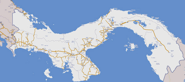 Large detailed road map of Panama. Panama large detailed road map.