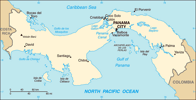 Map of Panama with cities. Panama map with cities.