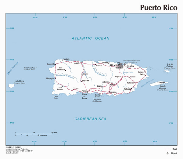Detailed political map of Puerto Rico. Puerto Rico detailed political map.