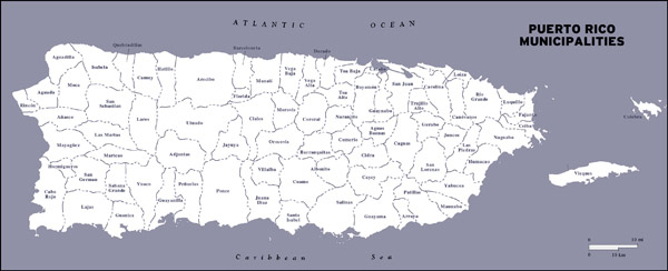 Large detailed administrative map of Puerto Rico.